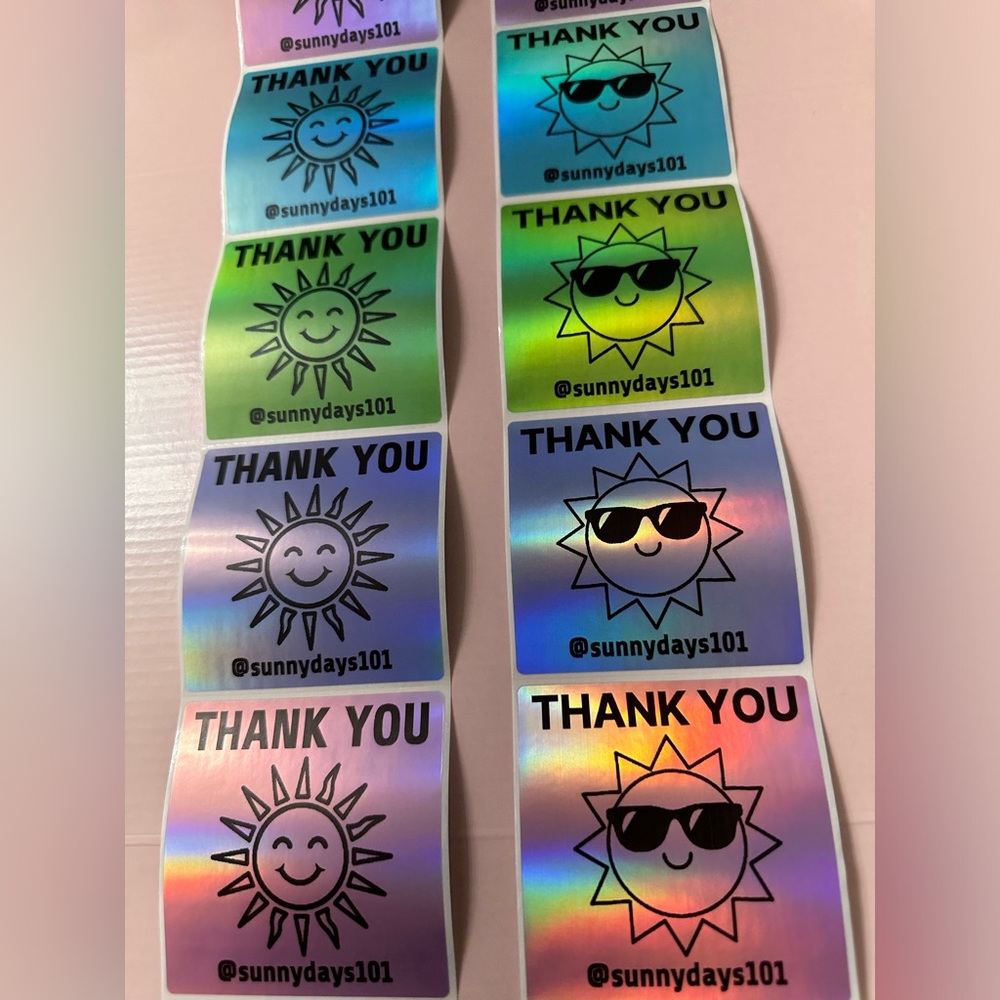 50 ct. Custom 3”x3” Multi-Color Rainbow Holographic Square Sticker Labels - Picture 7 of 10